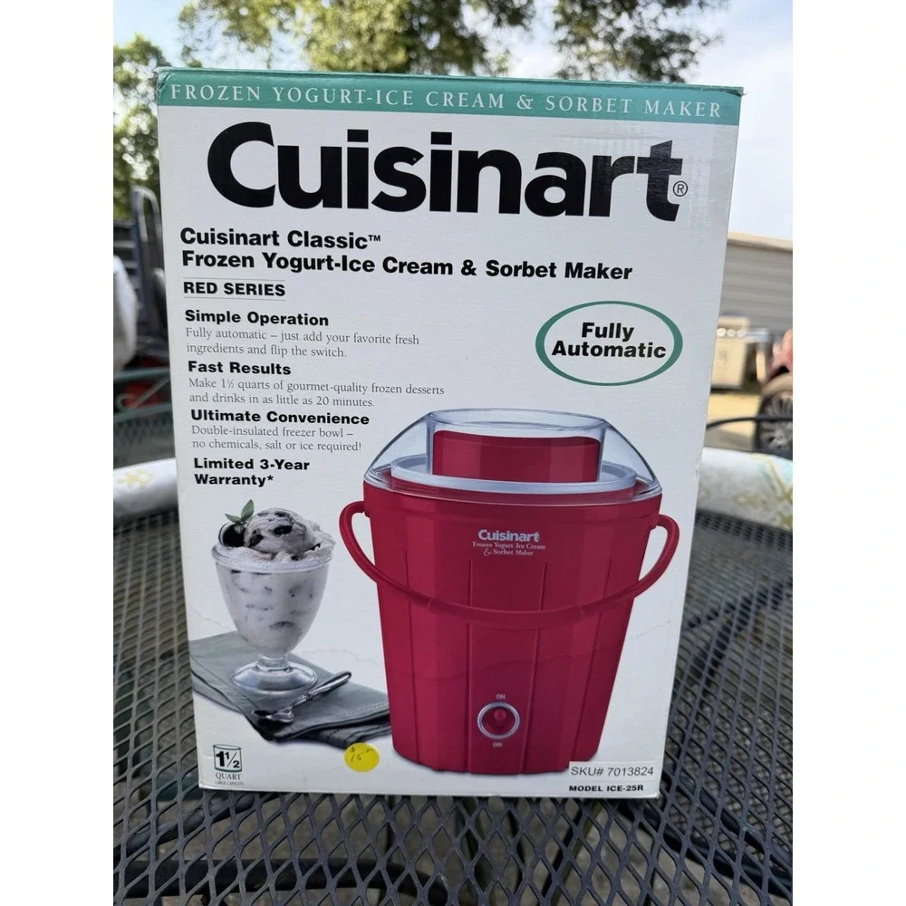 New In Box Cuisinart ICE-20R Frozen Yogurt Ice Cream & Sorbet Maker Red Series